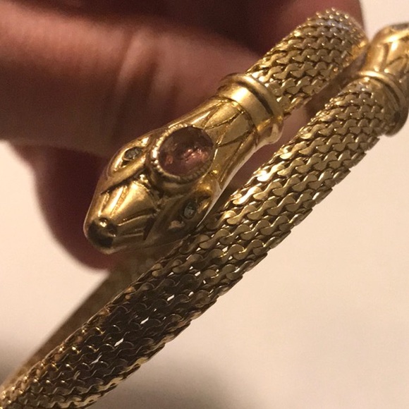 Double Headed Snake Coiled Bangle Bracelet - Picture 13 of 14